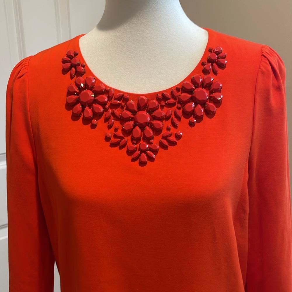 Kate Spade Embellished Colorfully Orange Top - Size 8 - Picture 3 of 8